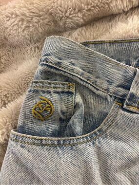 Light Blue Men’s Denim Jeans with Yellow Stitching